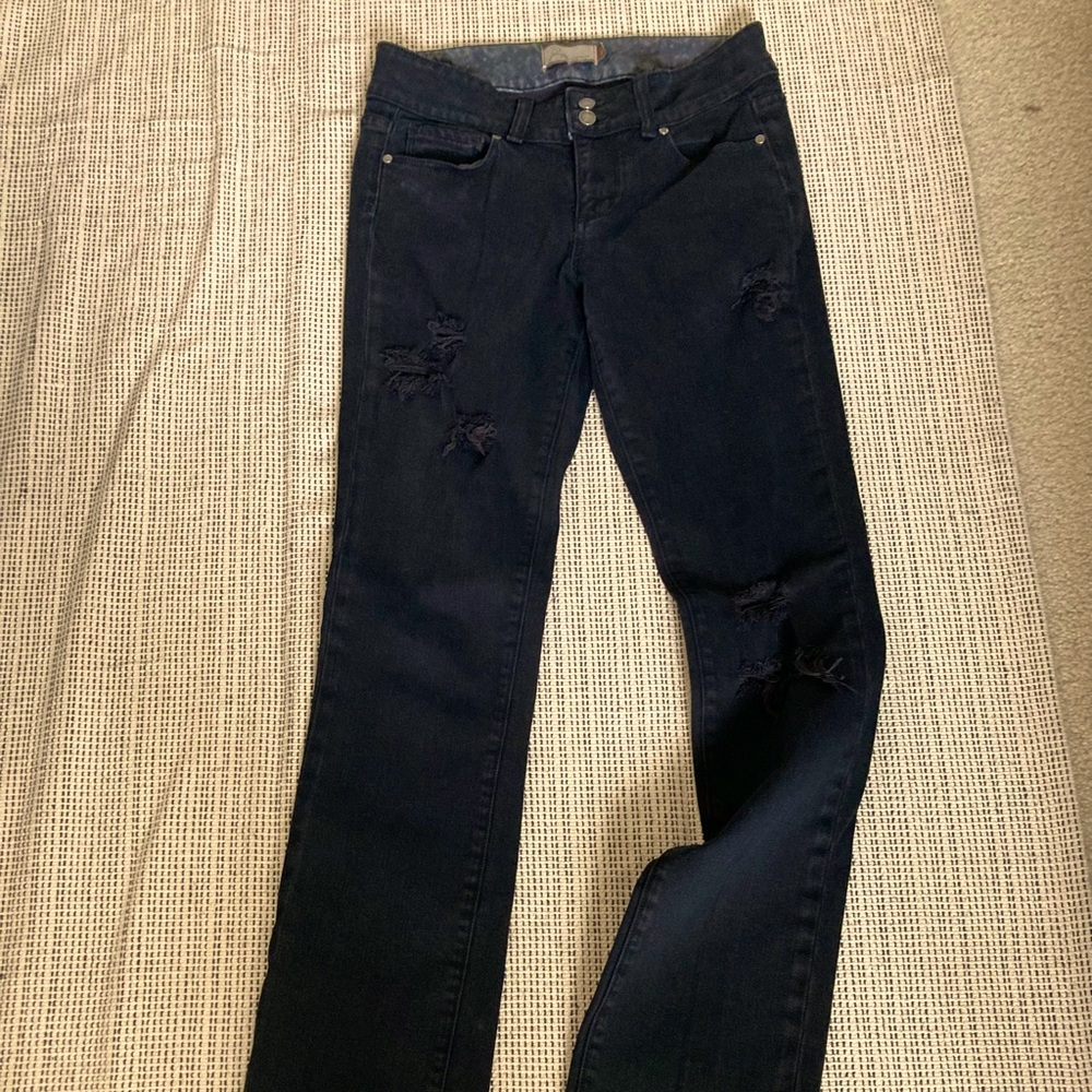Paige Premium Denim Black Distressed Jeans Size 27 - Picture 2 of 12